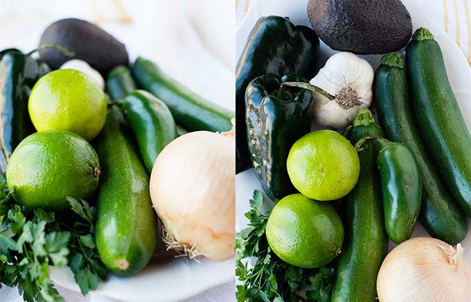 calabazin verde y cebolla