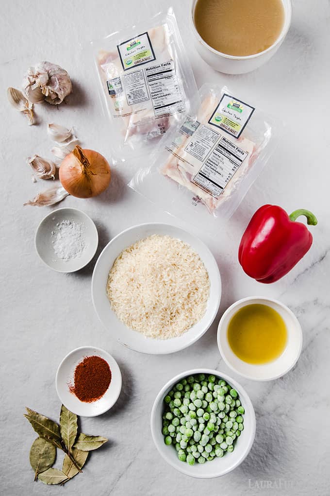 imagen: ingredientes para receta de arroz con pollo