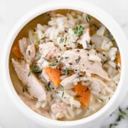 caldo de arroz con pollo y verduras