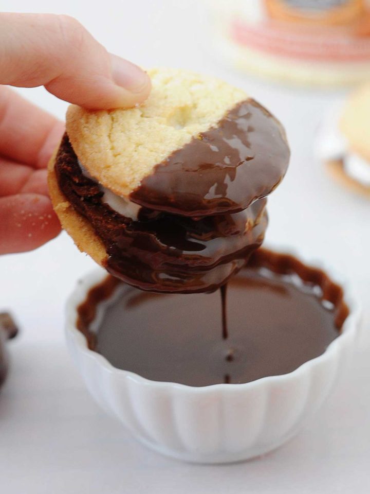 sandwich de helado con chocolate