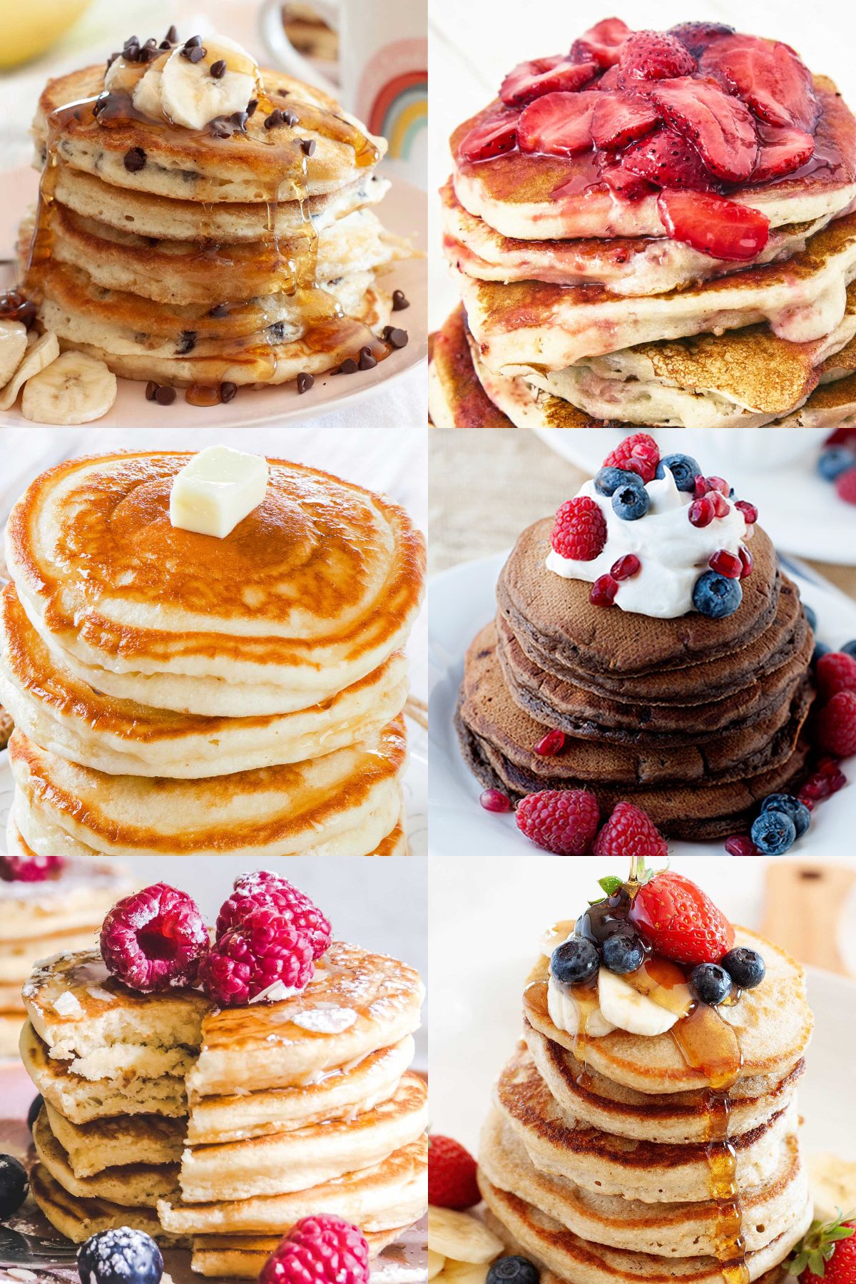 collage con seis tipos diferentes de tortitas
