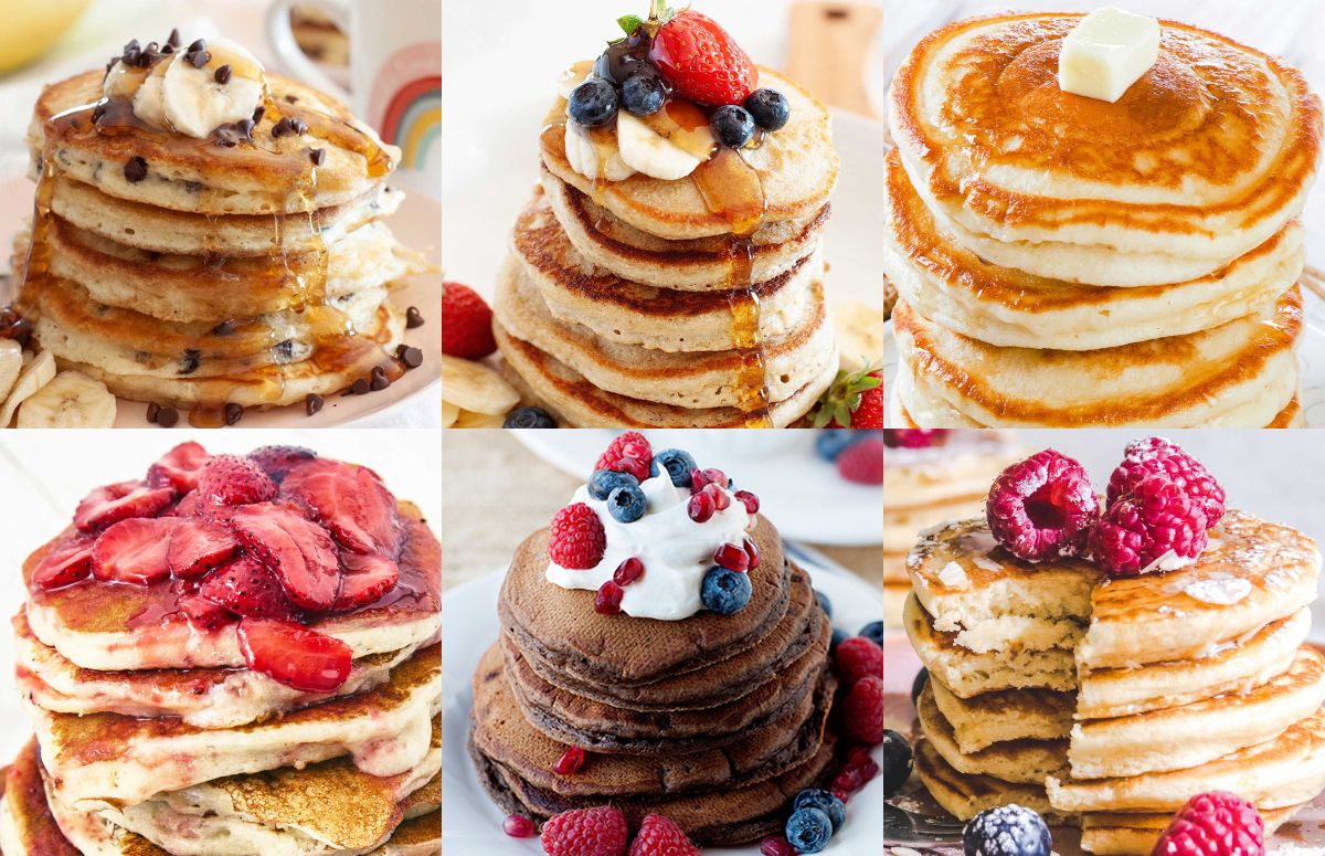 collage con seis tipos diferentes de tortitas